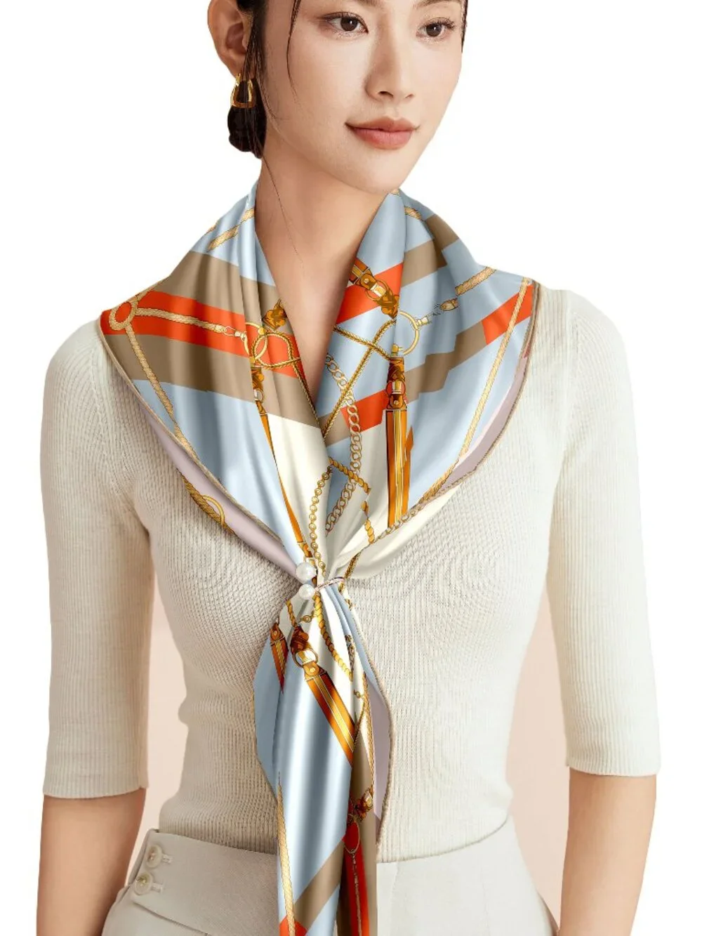 Grace Scarves 100% Silk, Double-Sided Scarf With Hand Rolled Edges, Large, Twill